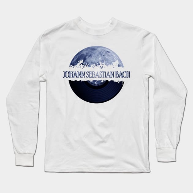 Johann Sebastian Bach blue moon vinyl Long Sleeve T-Shirt by hany moon